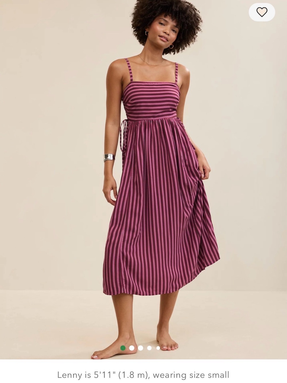 Striped Sleeveless Midi Dress in Berry